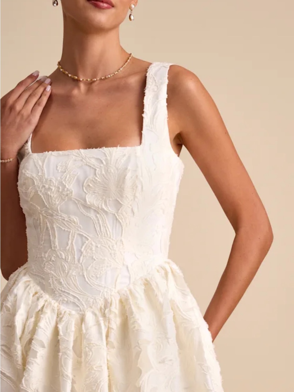 NWT Lulus Corsen Ivory Floral Jacquard Corset A-Line Maxi Dress - Picture 4 of 15